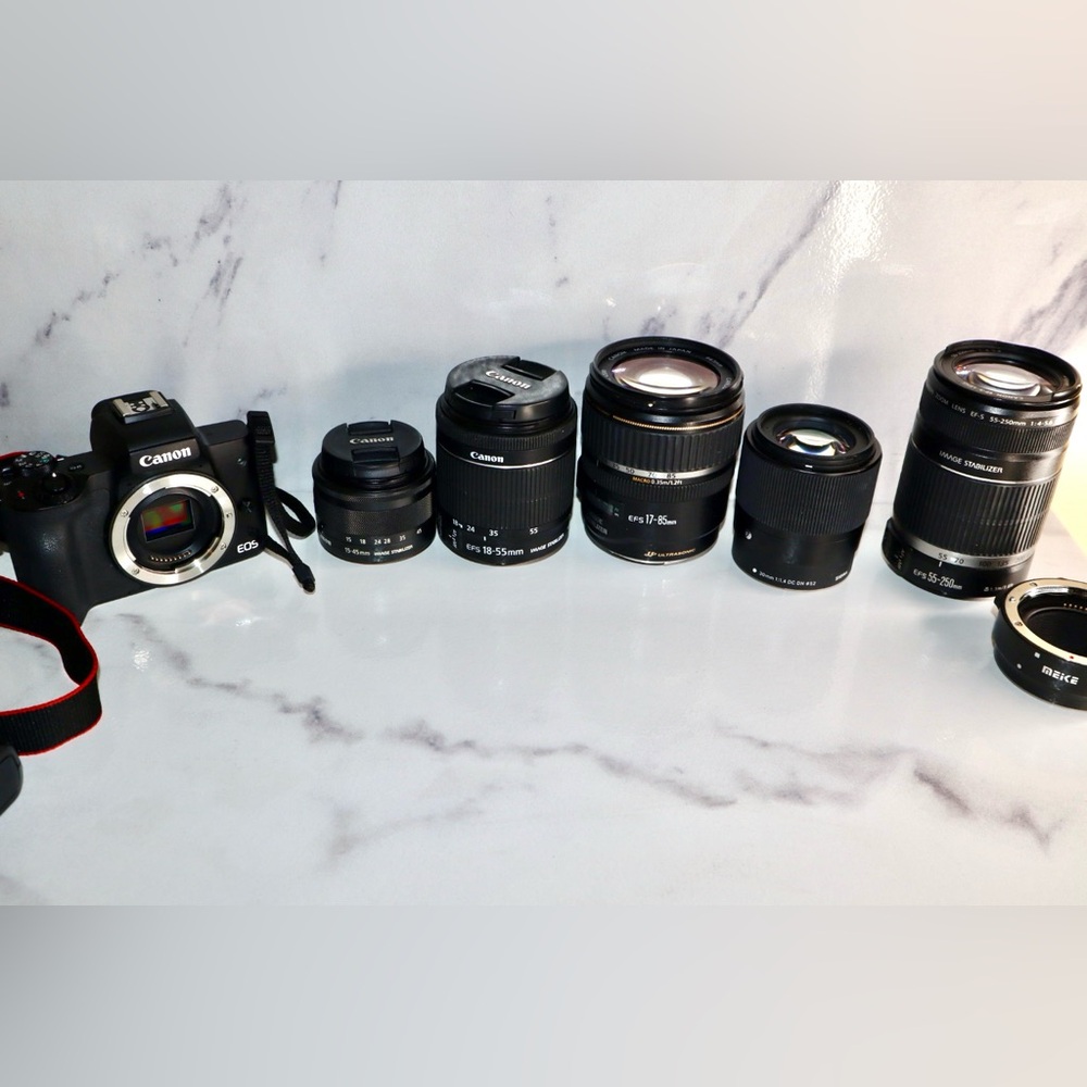 Canon EOS M50 Mark II Camera Bundle with 5 lenses and accessories